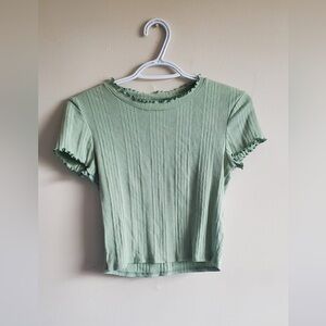 Topshop Light Green Ribbed Crop Top